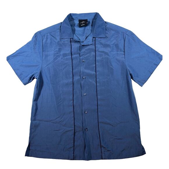 Milano Bay Original Retro Men Size Small 90s Blue Short Sleeve Button Down Shirt - Picture 1 of 8